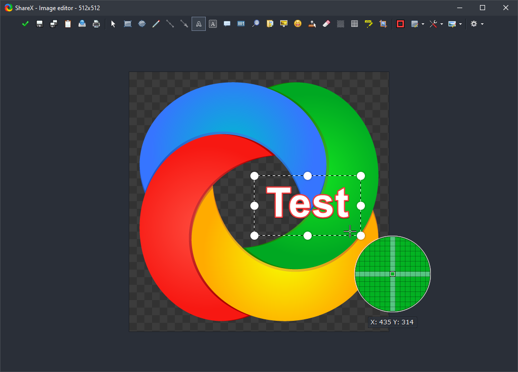 ShareX built-in image editor with annotations